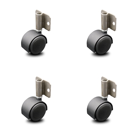 Service Caster 2 Inch Flat Black Hooded Urethane Twin Wheel Caster with Side Mount Set SCC SCC-GR02S50D-NYU-FB-716X78-CB180-4